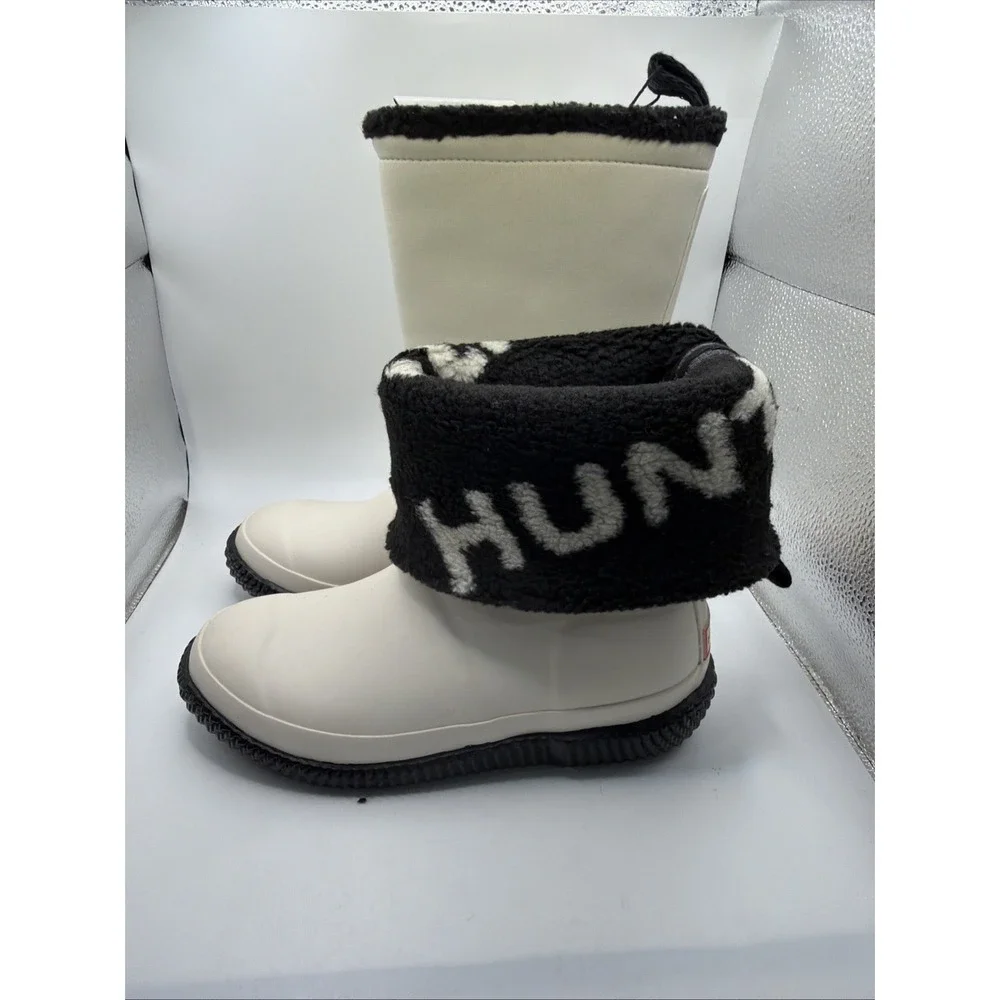 Hunter Women Sherpa White Rubber Fleece‎ Lined Rain Boots. Size 6